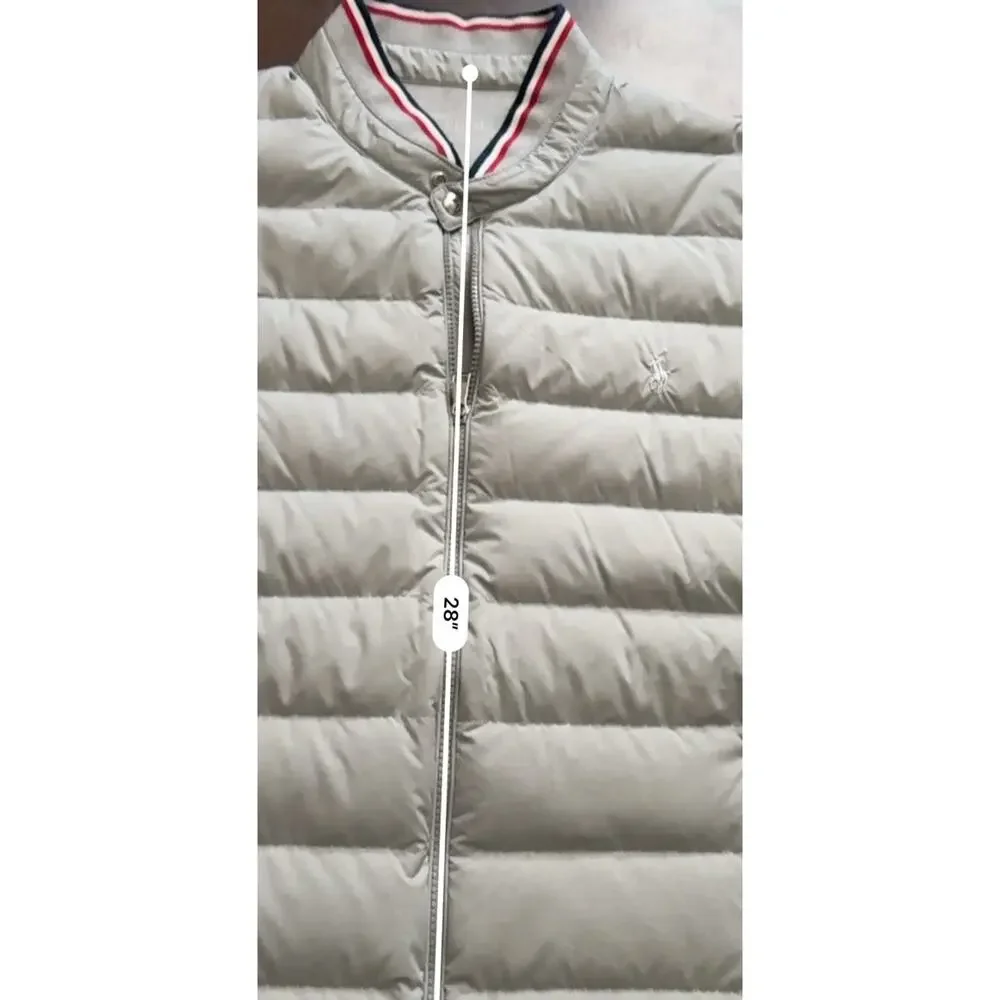 Polo Ralph Lauren Gray Down Puffer Vest Striped Trim XL